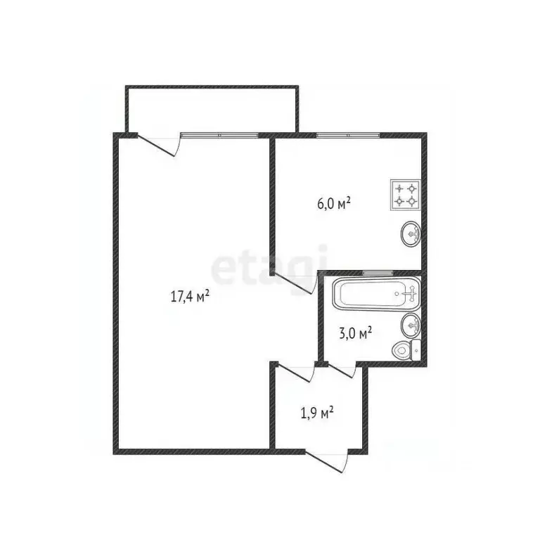 1-к кв. Белгородская область, Валуйки ул. Тимирязева, 80 (29.6 м) - Фото 2