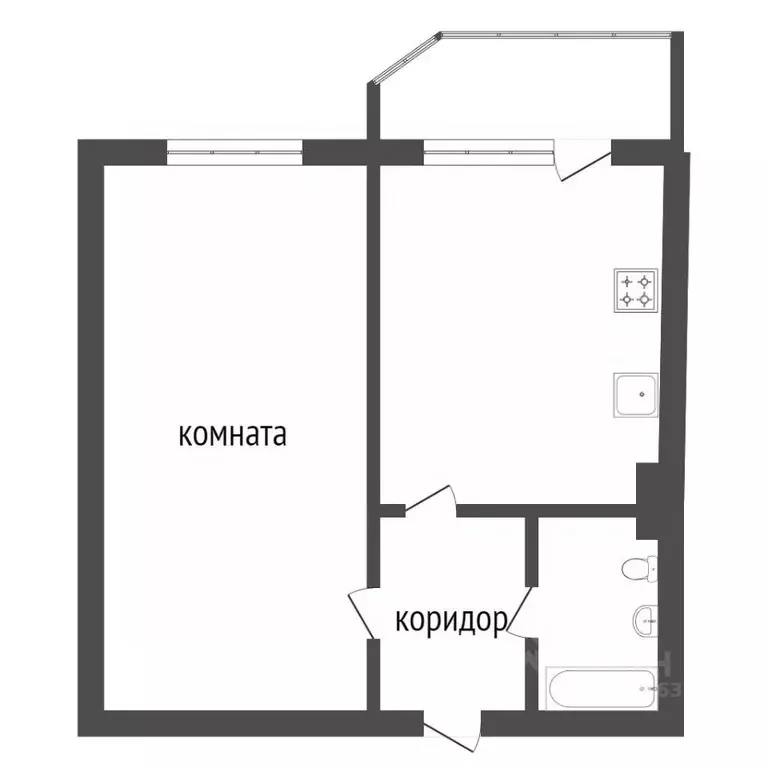 1-к кв. Ханты-Мансийский АО, Сургут Университетская ул., 31 (43.6 м) - Фото 1