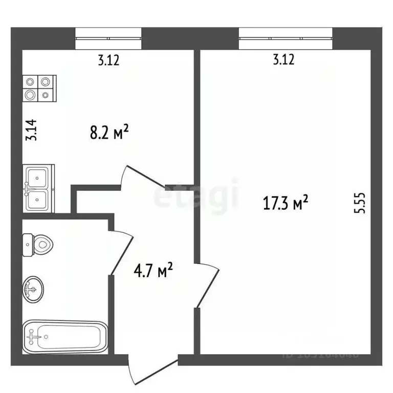 1-к кв. Крым, Щелкино Ленинский район, 1-й мкр, 10 (33.8 м) - Фото 2
