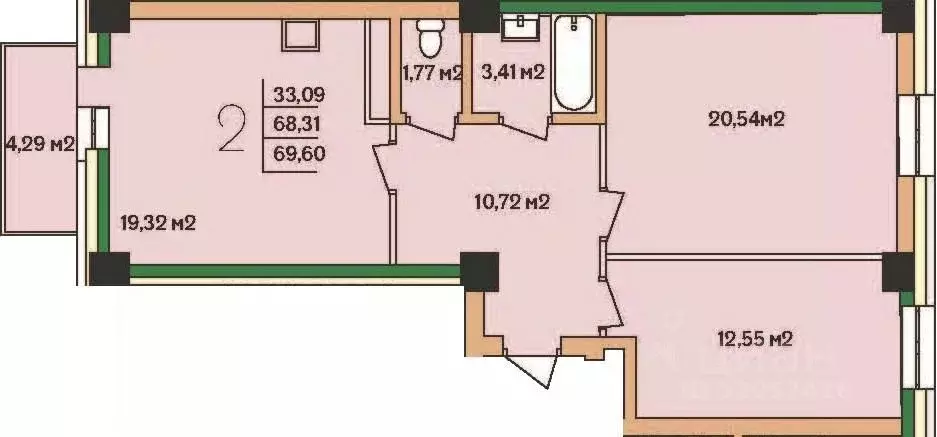 2-к кв. Бурятия, Улан-Удэ 140А мкр, 42к1 (69.6 м) - Фото 1