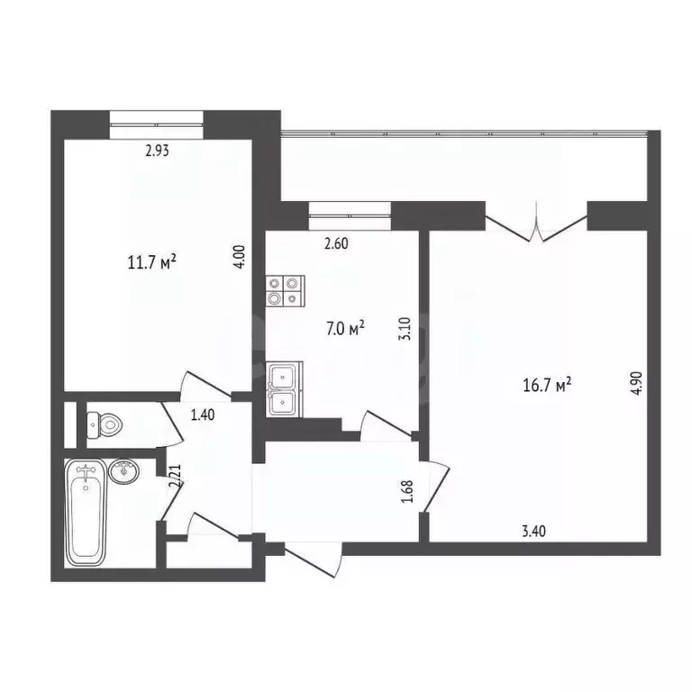2-к кв. Кемеровская область, Новокузнецк ул. Покрышкина, 28 (47.8 м) - Фото 2