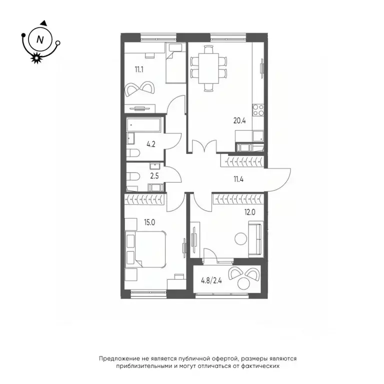 3-к кв. Омская область, Омск Зеленая река мкр, 13 (79.0 м) - Фото 0