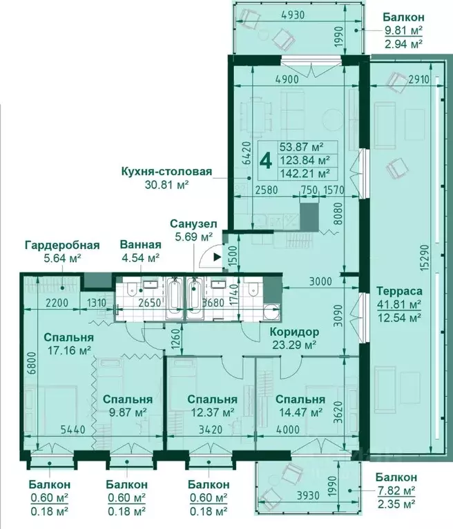 4-к кв. Санкт-Петербург Магнитогорская ул., 11 (124.3 м) - Фото 0