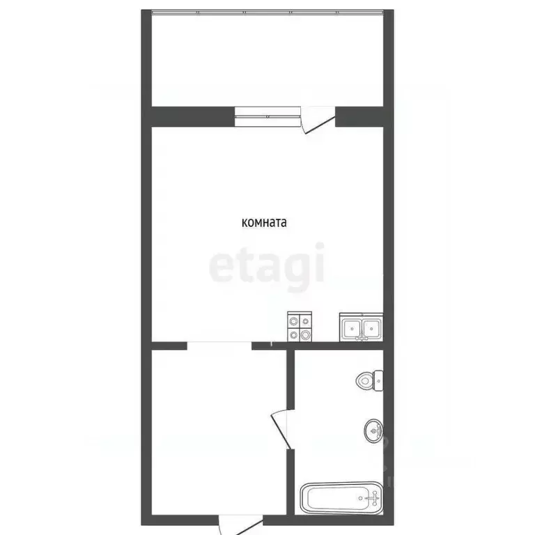 Студия Тюменская область, Тюмень ул. Верхнетарманская, 5 (21.4 м) - Фото 2