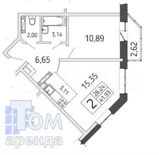 2-к. квартира, 41,1 м, 13/17 эт. - Фото 0