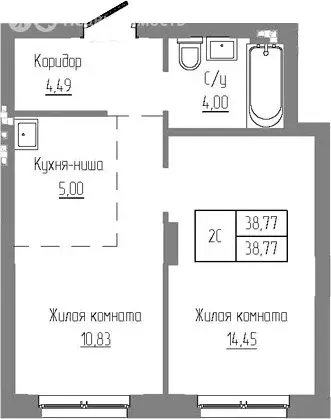 2-комнатная квартира: Новосибирский район, рабочий посёлок Краснообск, ... - Фото 0