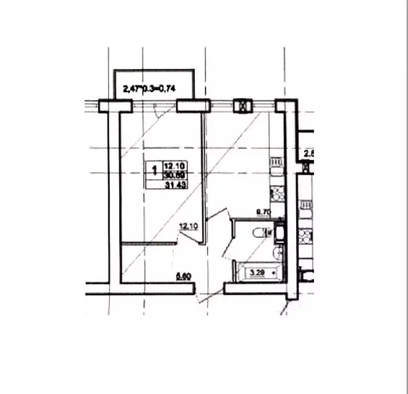 1-комнатная квартира: посёлок Щеглово, 93 (30 м) - Фото 0