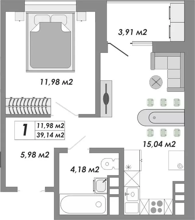 Продаётся 1-к квартира, 39.1 м - Фото 1
