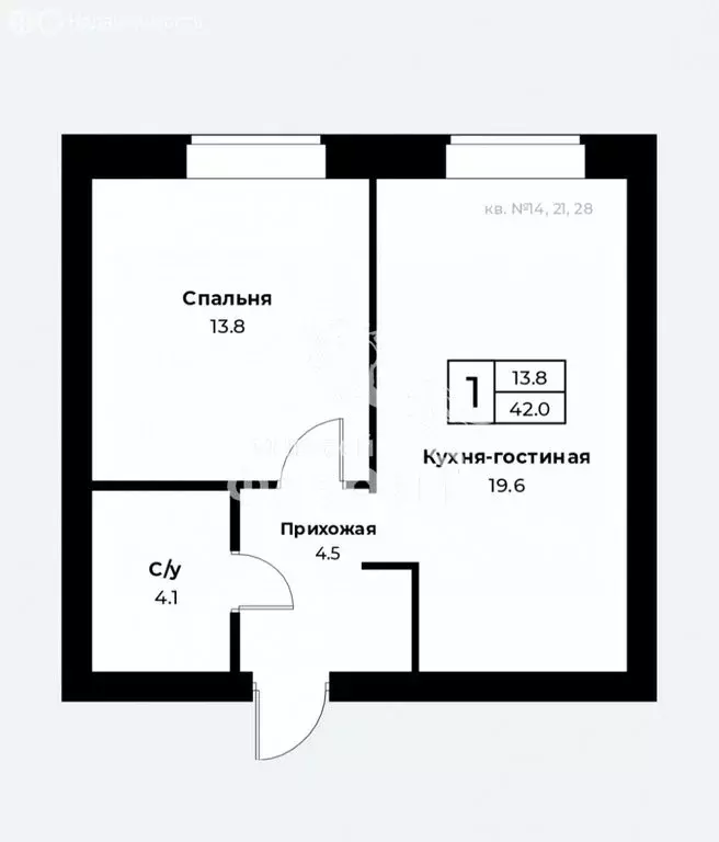 1-комнатная квартира: Пригородный, ЖК Соседи (42 м) - Фото 2