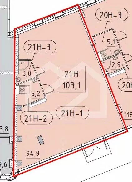 Торговая площадь в Москва Марк жилой комплекс, к3 (103 м) - Фото 2