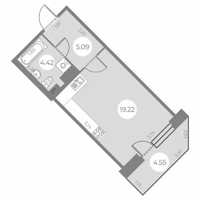 Квартира-студия: Санкт-Петербург, улица Маршала Захарова, 8 (30.09 м) - Фото 0