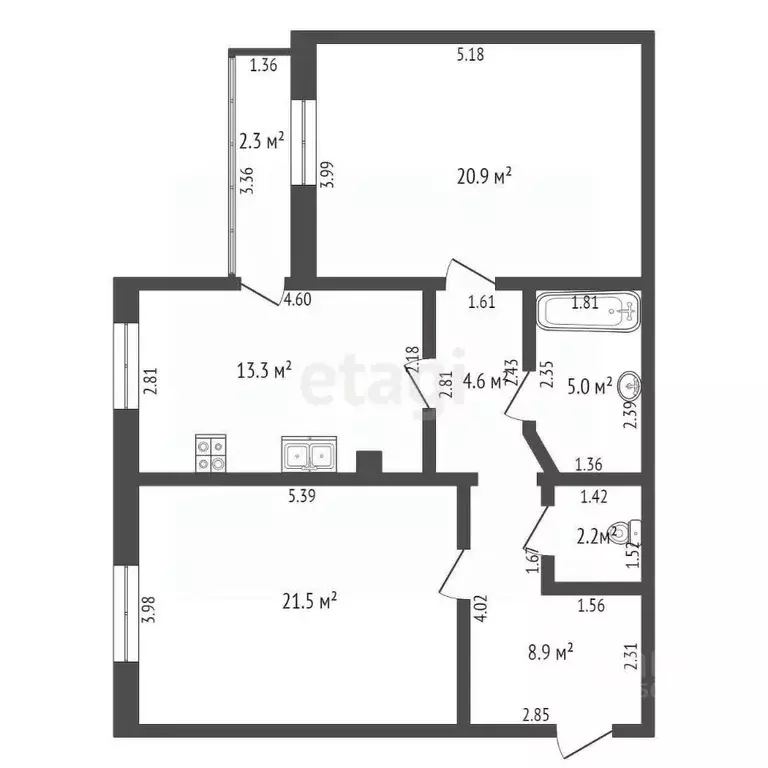 2-к кв. Забайкальский край, Чита ул. Нечаева, 68 (78.7 м) - Фото 1