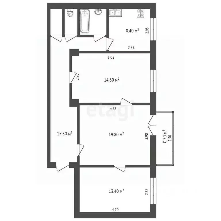 3-к кв. Омская область, Омск просп. Карла Маркса, 14 (76.7 м) - Фото 1