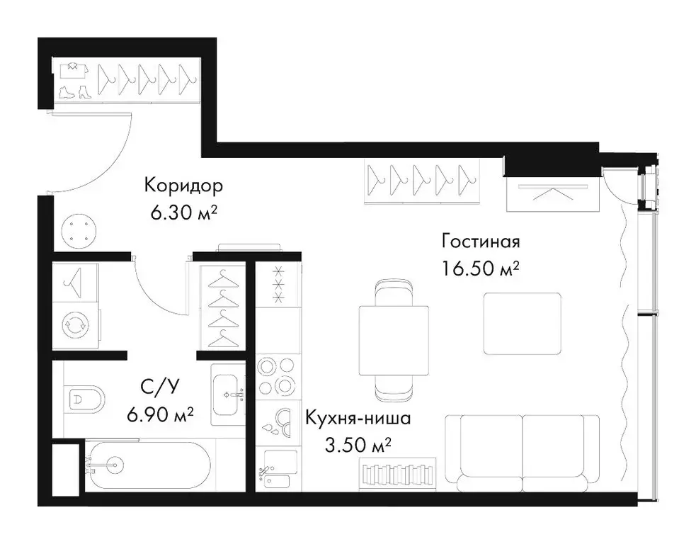Квартира-студия: Москва, 3-я улица Ямского Поля (33.2 м) - Фото 1