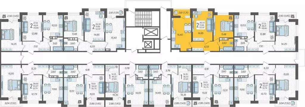 2-комнатная квартира: Краснодар, жилой комплекс Смородина (52.97 м) - Фото 1