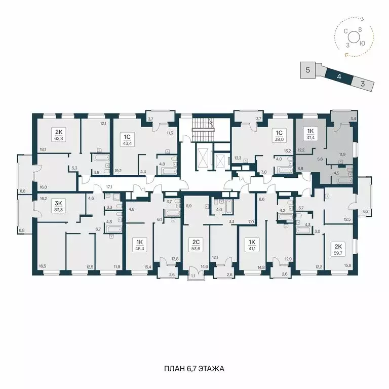 1-комнатная квартира: Новосибирск, ЖК Расцветай на Красном (41.4 м) - Фото 1