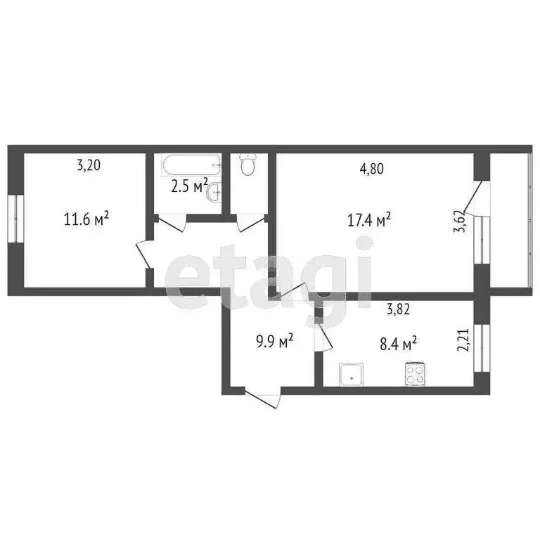 2-комнатная квартира: Ишим, улица Свердлова, 10 (52 м) - Фото 0
