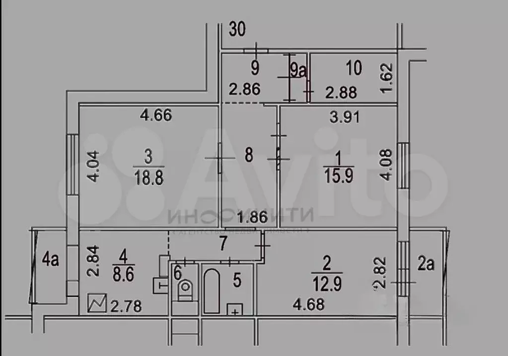 3-к. квартира, 83 м, 3/9 эт. - Фото 0