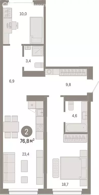 2-комнатная квартира: Новосибирск, Большевистская улица, с49 (76.75 м) - Фото 0