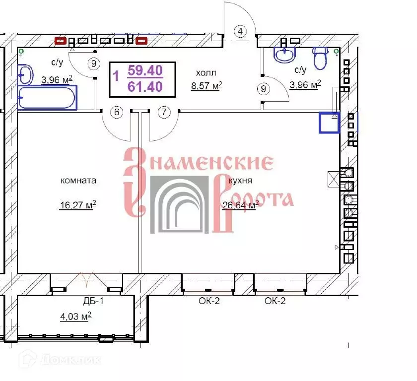 Продаётся 2-к квартира, 61.4 м - Фото 0