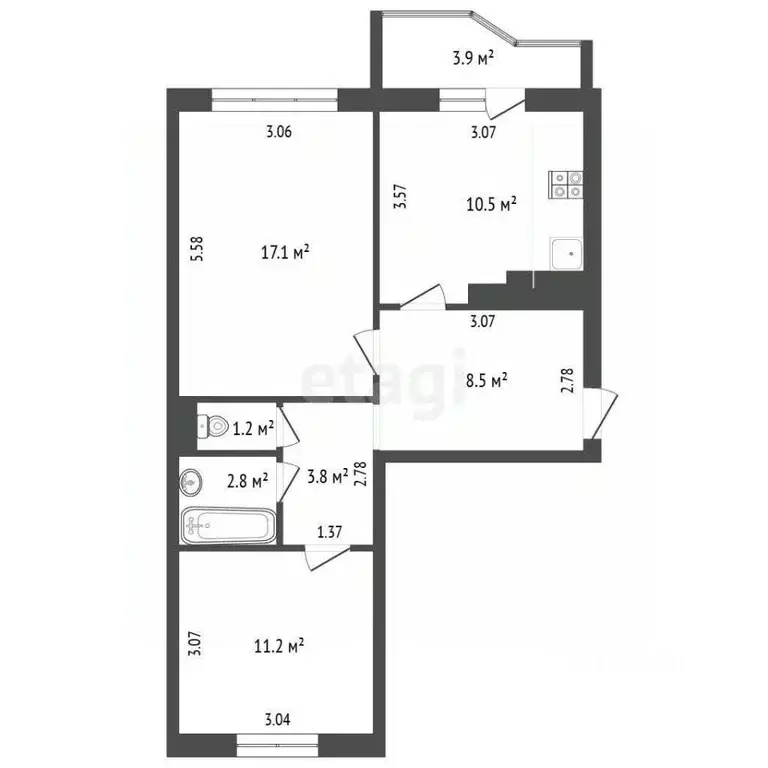 2-к кв. Костромская область, Кострома Рабочий просп., 11 (55.1 м) - Фото 1