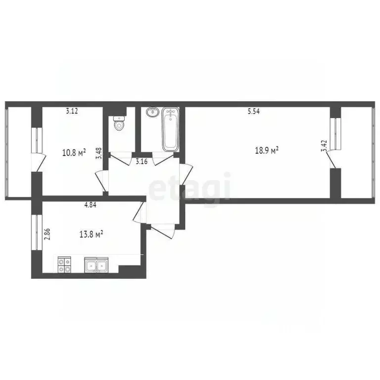 2-к кв. Омская область, Омск ул. Завертяева, 9к18 (56.0 м) - Фото 2