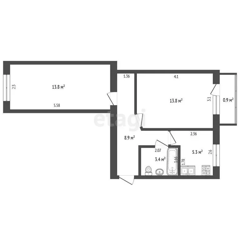 2-комнатная квартира: Феодосия, улица Гарнаева, 73 (45.2 м) - Фото 1