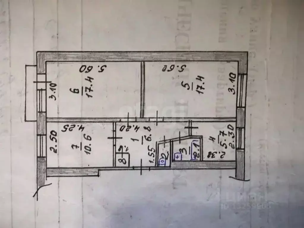 3-к кв. Липецкая область, Елец ул. Костенко, 42А (65.0 м) - Фото 2