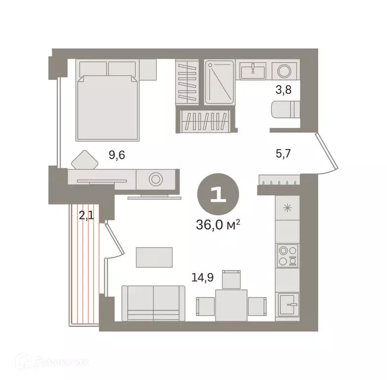 Продаётся 1-к квартира, 36.04 м - Фото 0