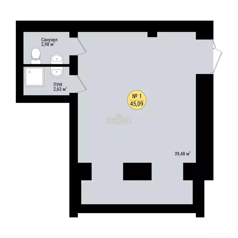 Помещение свободного назначения (45.09 м) - Фото 1