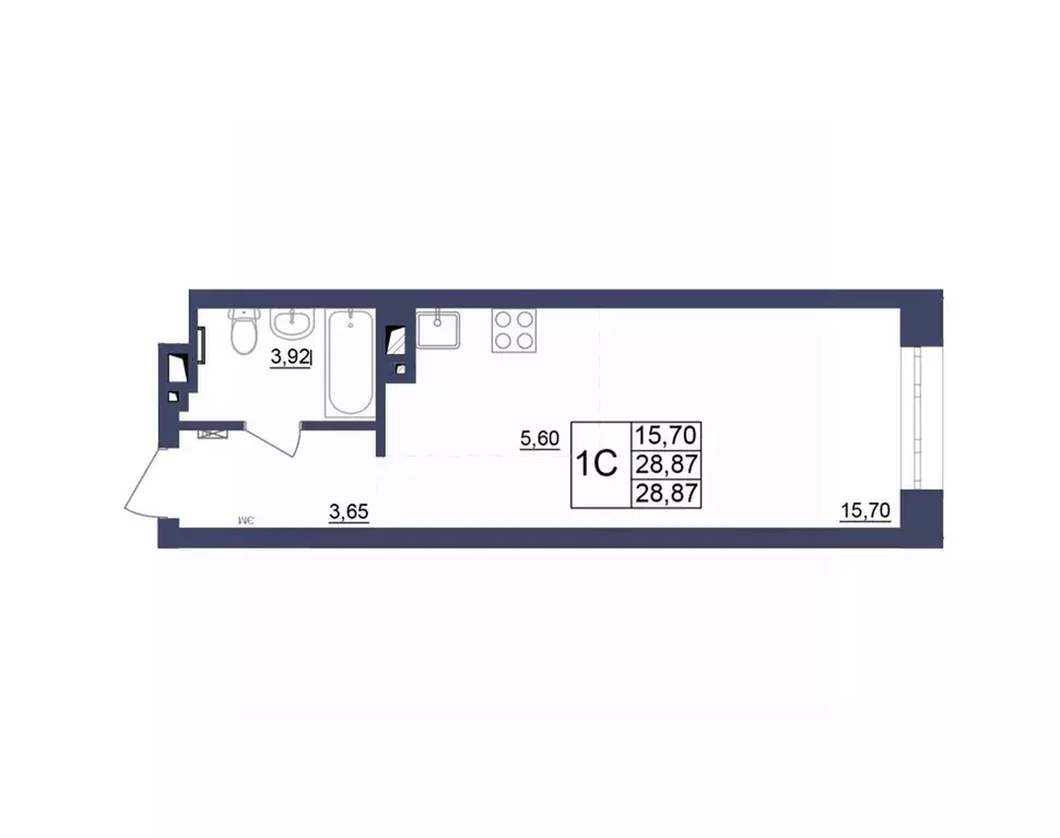 Студия Башкортостан, Уфа Космос жилой комплекс, лит1 (28.96 м) - Фото 0