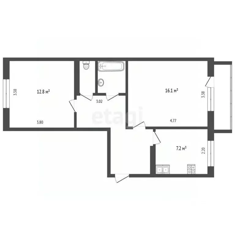 2-к кв. Крым, Щелкино Ленинский район, 1-й мкр, 7 (50.8 м) - Фото 2