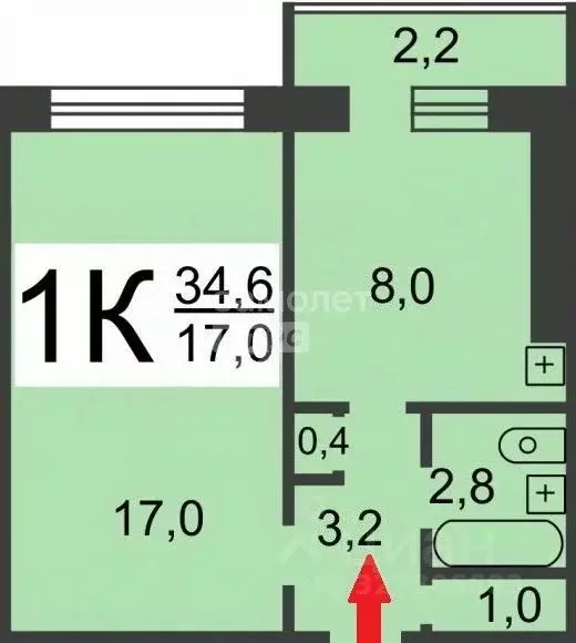 1-к кв. Нижегородская область, Нижний Новгород Подворная ул., 3 (35.0 ... - Фото 2