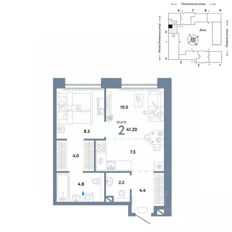 2-к кв. Москва Озерная ул., 42С7 (41.2 м) - Фото 0