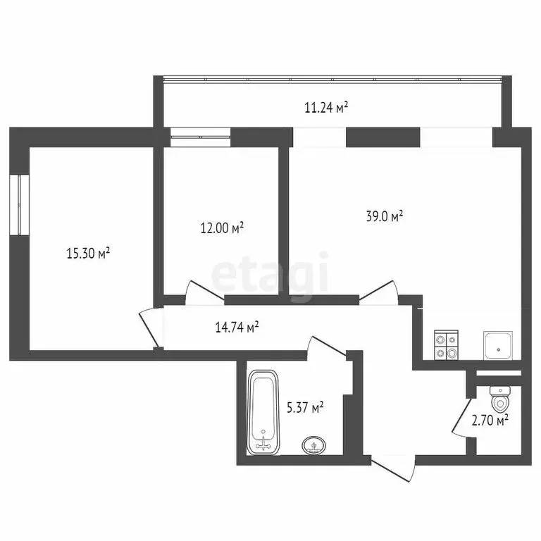 2-комнатная квартира: Тюмень, Широтная улица, 191 (84.7 м) - Фото 1
