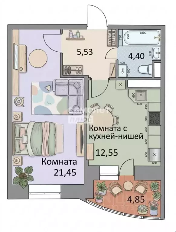 1-к кв. Московская область, Домодедово Востряково мкр, ул. Ледовская, ... - Фото 2