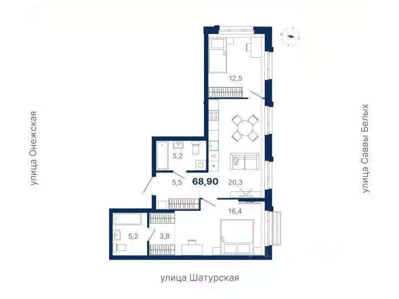 2-к кв. Свердловская область, Екатеринбург ул. Шатурская (68.9 м) - Фото 0
