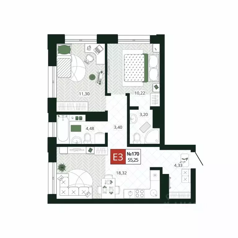2-к кв. Тульская область, Тула Мясново мкр, Желания жилой комплекс ... - Фото 0