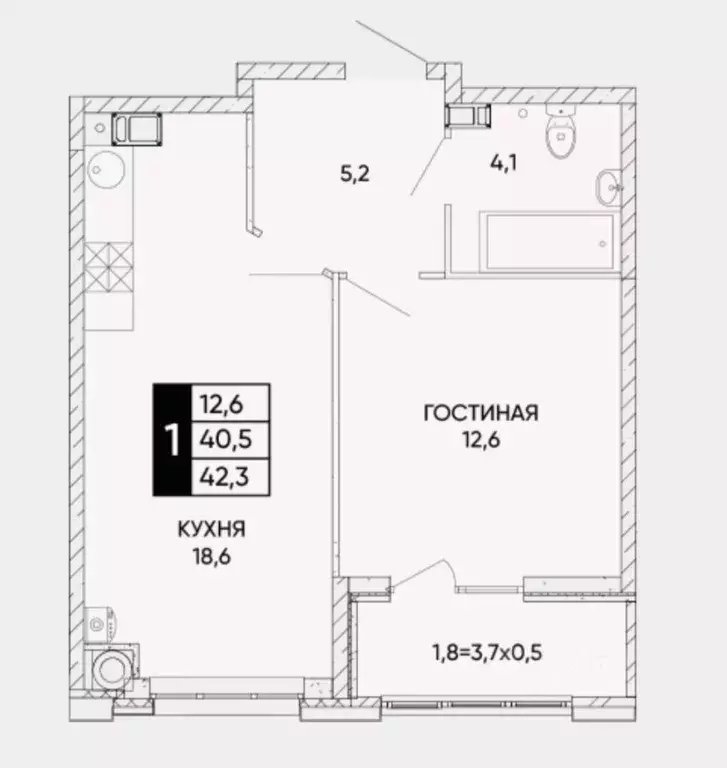 1-к кв. Ростовская область, Ростов-на-Дону Левобережная ул., 6/6с1 ... - Фото 0