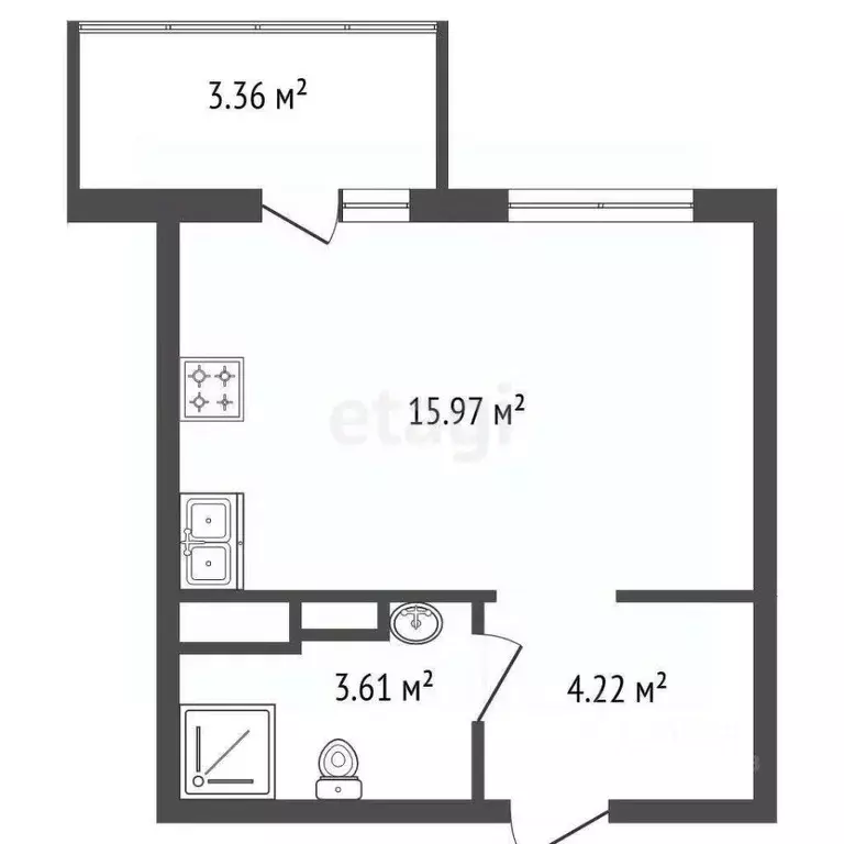 Студия Ленинградская область, Мурино Всеволожский район, бул. ... - Фото 2