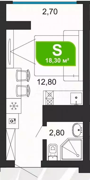 Квартира-студия, 18,3 м, 3/19 эт. - Фото 0