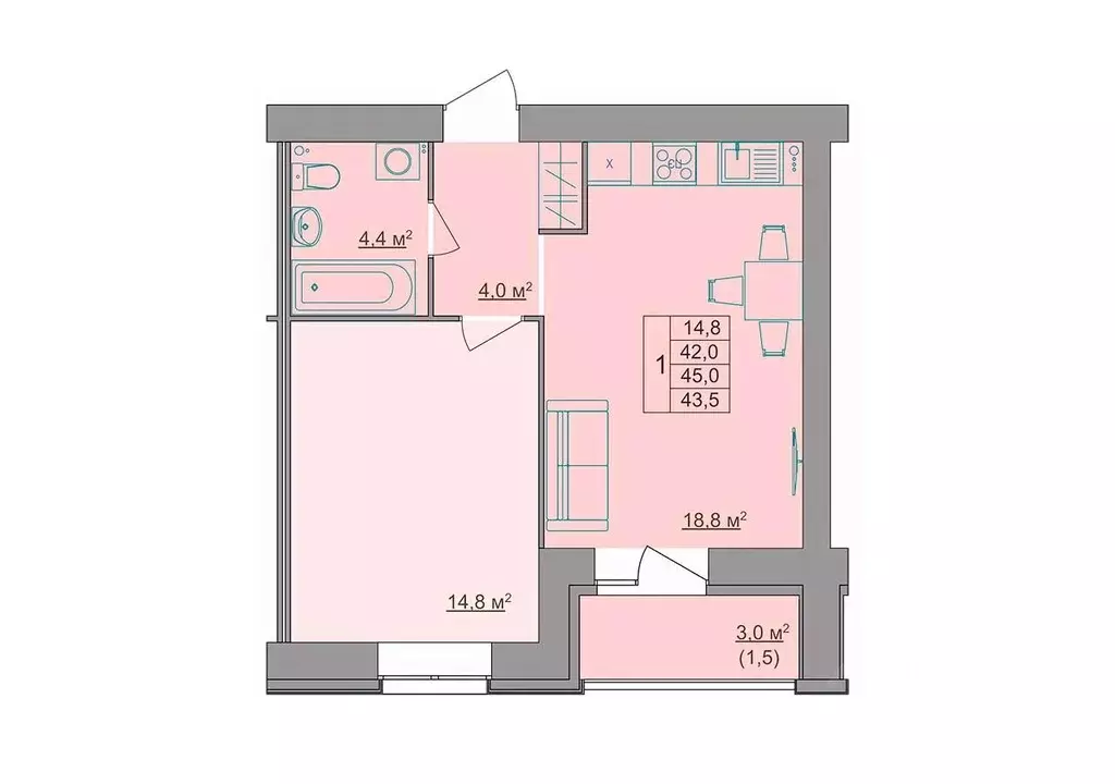 1-к кв. Костромская область, Кострома Магистральная ул., 49А (43.5 м) - Фото 0
