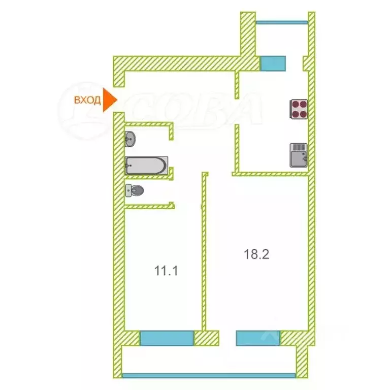 2-к кв. Тюменская область, Тюмень ул. Серова, 23 (62.0 м) - Фото 2