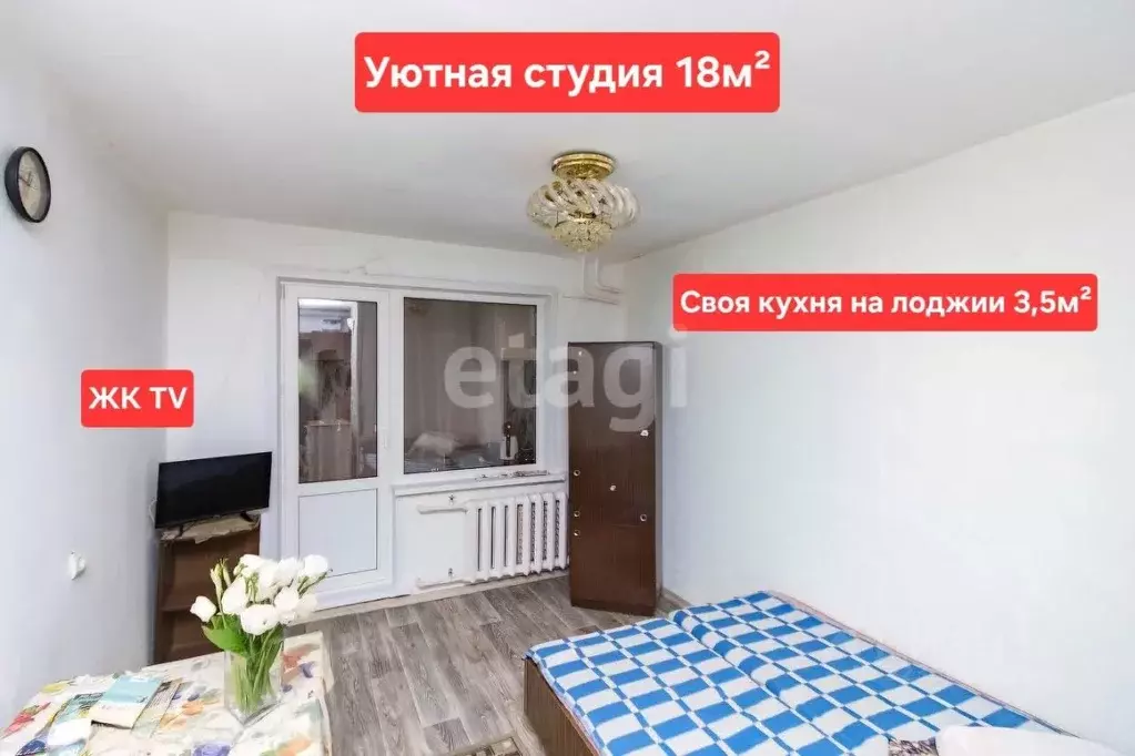 Студия Тюменская область, Тюмень ул. Республики, 241 (18.0 м) - Фото 1