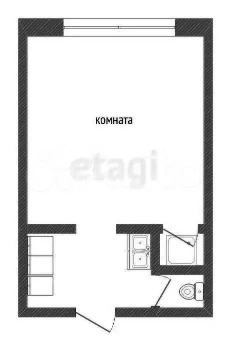 1-к. квартира, 18,6 м, 4/5 эт. - Фото 0