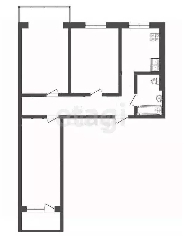 3-к кв. Кемеровская область, Кемерово ул. Тухачевского, 35А (66.2 м) - Фото 0