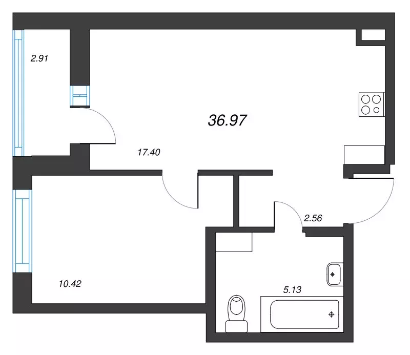 Продаётся 1-к квартира, 36.97 м - Фото 1