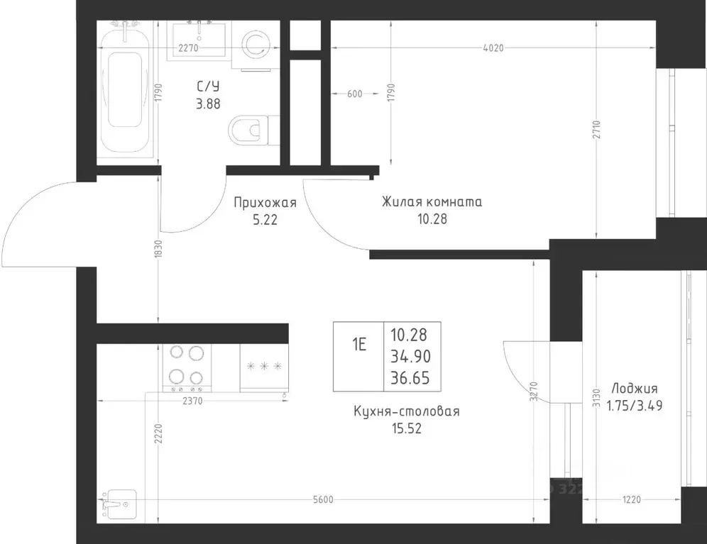 1-к кв. Татарстан, Казань Седьмое Небо жилрайон,  (36.65 м) - Фото 2