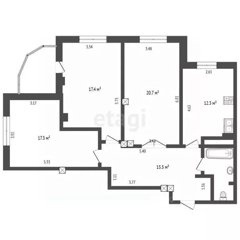 3-к кв. Пермский край, Пермь ул. Мира, 136 (92.4 м) - Фото 2