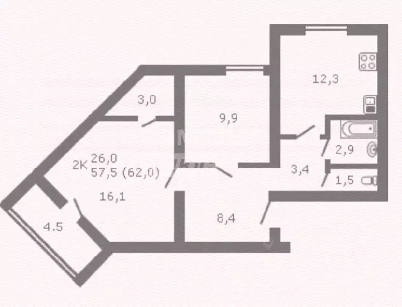 2-к кв. Ивановская область, Иваново Ташкентская ул., 110 (57.8 м) - Фото 1